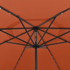 Ulkosateenvarjo LEDillä ja metallitangolla, 400 cm, ruskea hinta ja tiedot | Aurinkovarjot ja markiisit | hobbyhall.fi