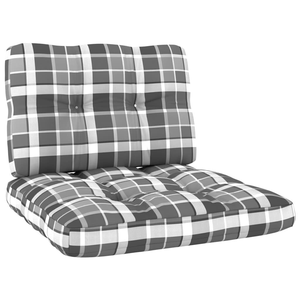vidaXL Puutarhatuolit ruudullisilla tyynyillä, 2 kpl, kyllästetty mänty hinta ja tiedot | Puutarhatuolit | hobbyhall.fi