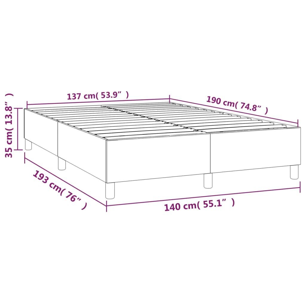 vidaXL Sängynrunko jousilla, harmaa, 140x190cm, keinonahka hinta ja tiedot | Sängyt | hobbyhall.fi