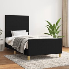 Sängynrunko sängynpäädyllä, musta, 90x200cm, kangas hinta ja tiedot | Sängyt | hobbyhall.fi