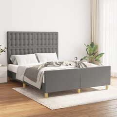 Sängynrunko sängynpäädyllä, tummanharmaa, 140x190 cm, kangas hinta ja tiedot | Sängyt | hobbyhall.fi
