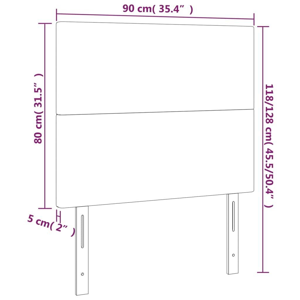 Sängynpääty, 2 kpl, vaaleanharmaa, 90x5x78/88cm, sametti hinta ja tiedot | Sängyt | hobbyhall.fi