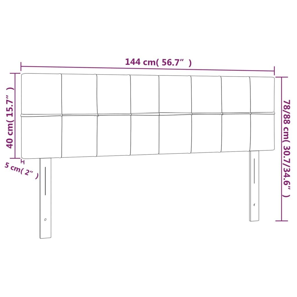 Sängynpäädyt, 2 kpl, vaaleanharmaa, 72x5x78/88cm, samettia hinta ja tiedot | Sängyt | hobbyhall.fi