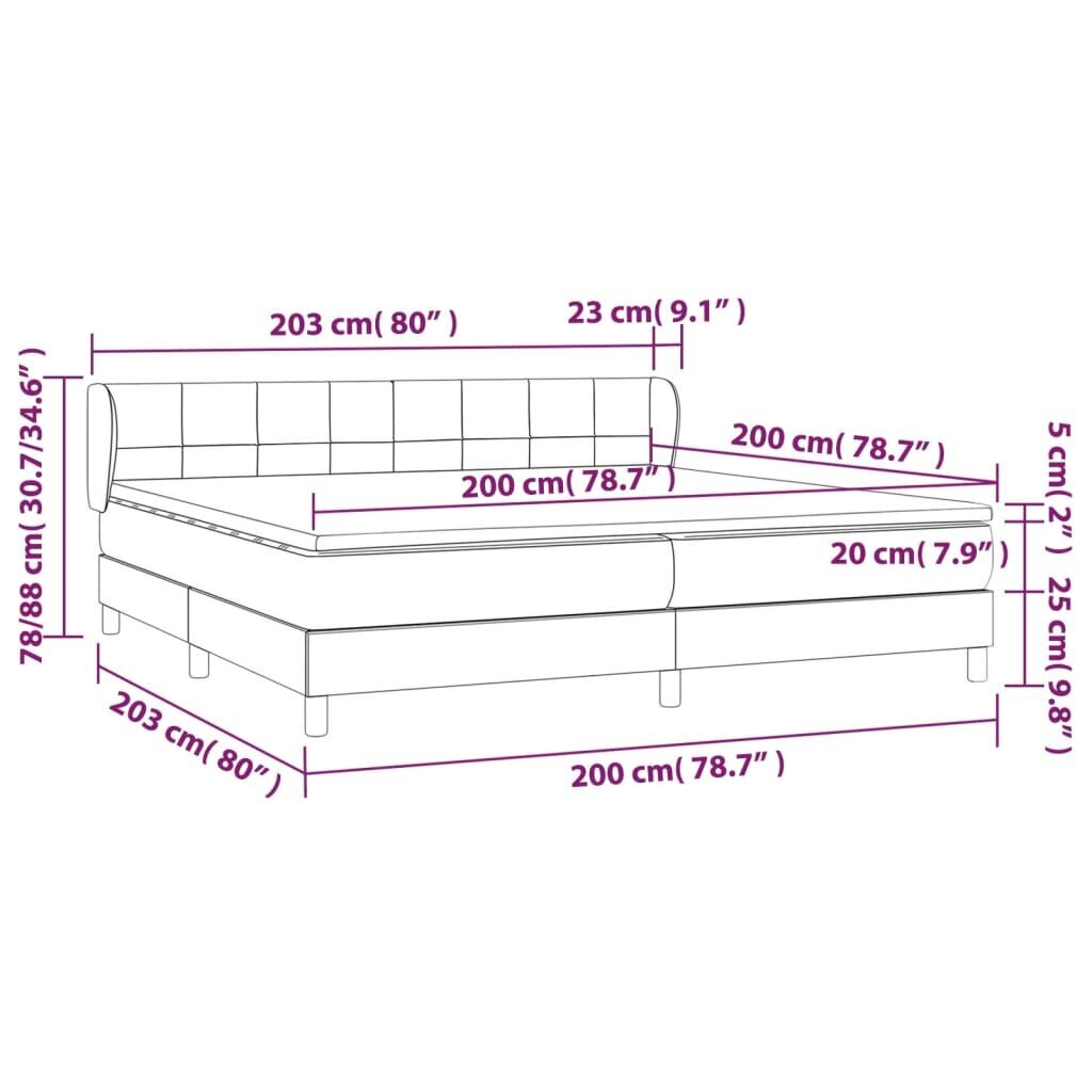 vidaXL Joustinpatjasänky, tummanharmaa, 200x200 cm hinta ja tiedot | Sängyt | hobbyhall.fi