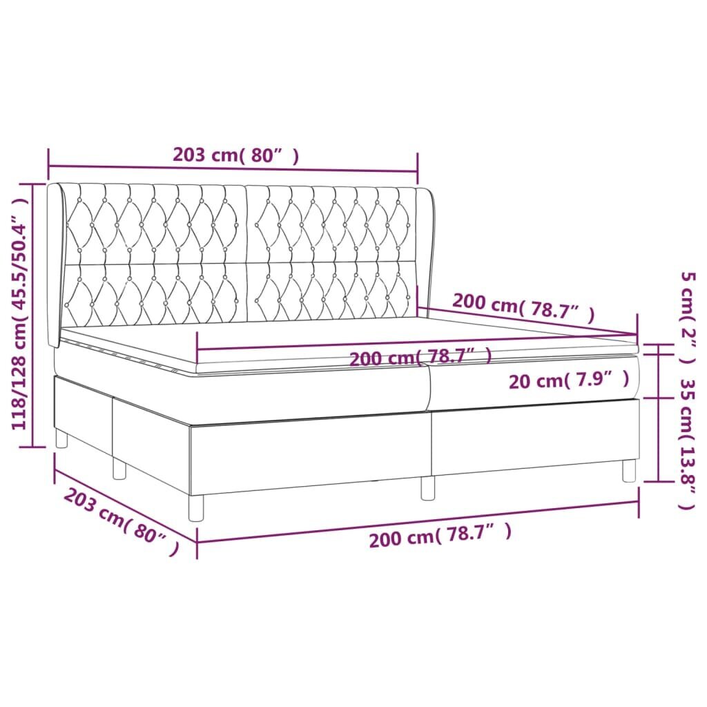 vidaXL Joustinpatjasänky, tummanharmaa, 200x200 cm hinta ja tiedot | Sängyt | hobbyhall.fi