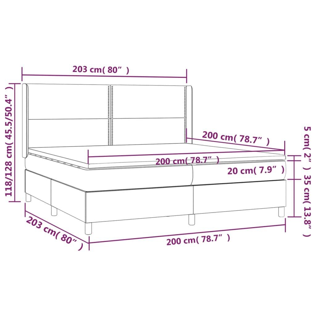 vidaXL Joustinpatjasänky, tummanharmaa, 200x200 cm hinta ja tiedot | Sängyt | hobbyhall.fi