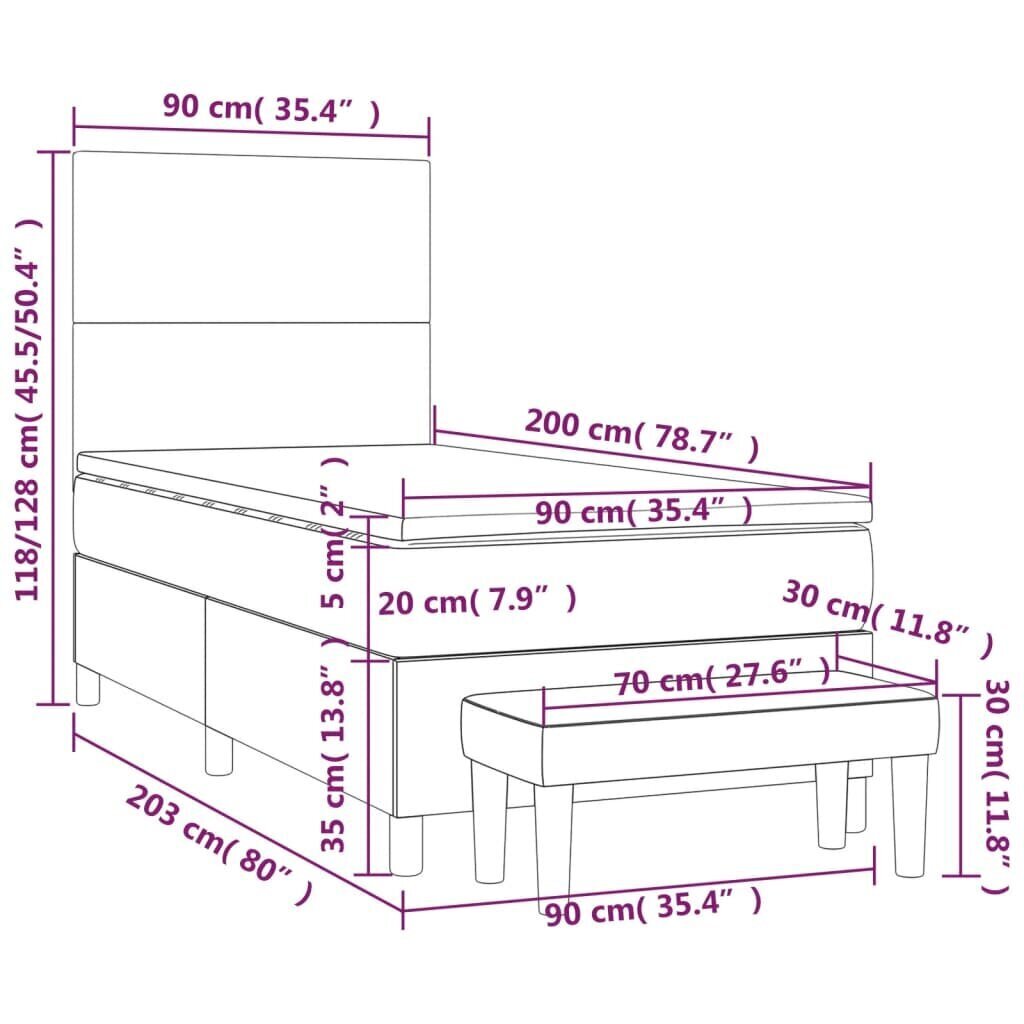 Sänky vidaXL, 90x200 cm, musta hinta ja tiedot | Sängyt | hobbyhall.fi