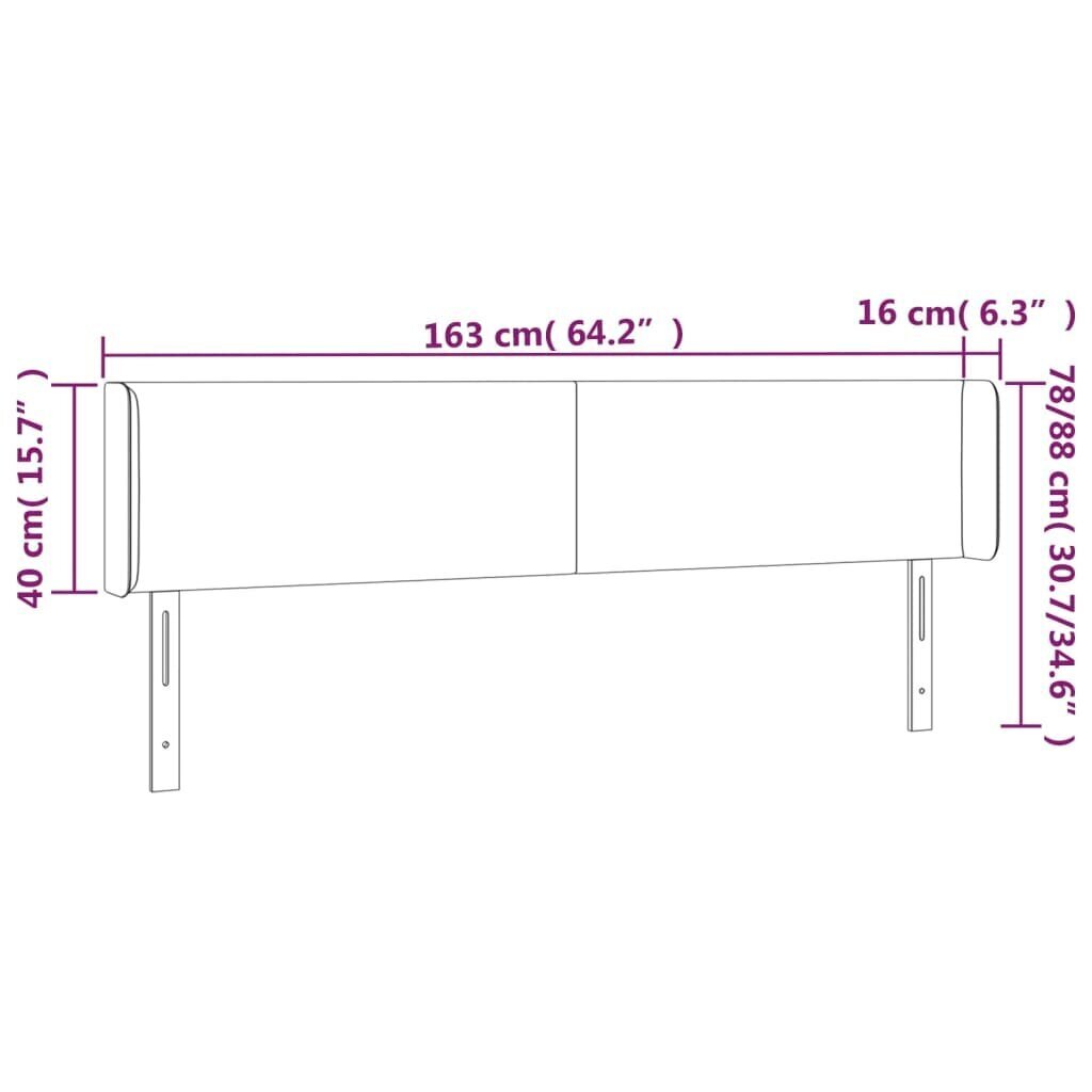 Sängynpääty LED vidaXL:llä, Kangas, 163x16x78/88cm, vaaleanharmaa hinta ja tiedot | Sängyt | hobbyhall.fi