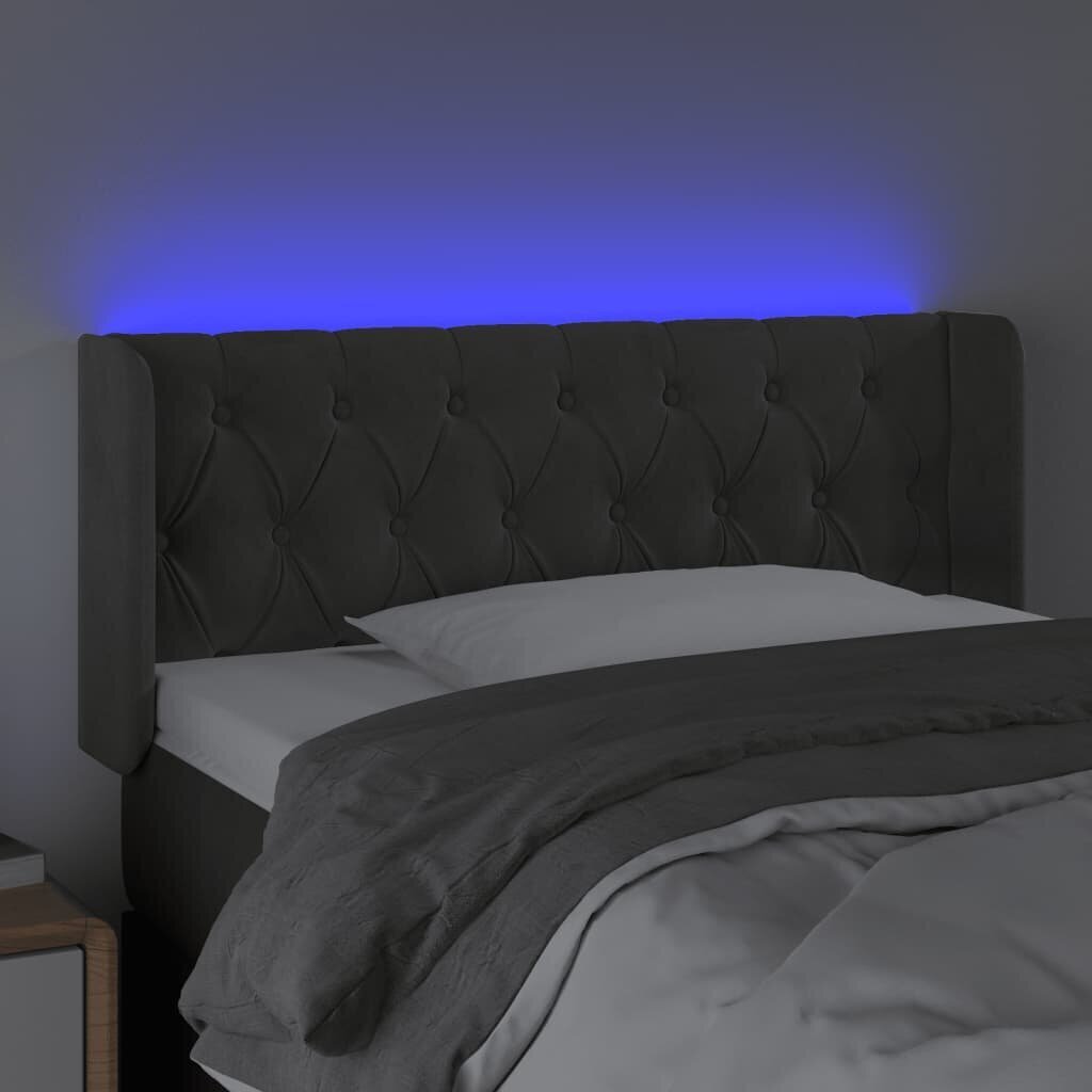 Sängynpääty LED vidaXL, Velvet, 103x16x78/88cm, tummanharmaa hinta ja tiedot | Sängyt | hobbyhall.fi