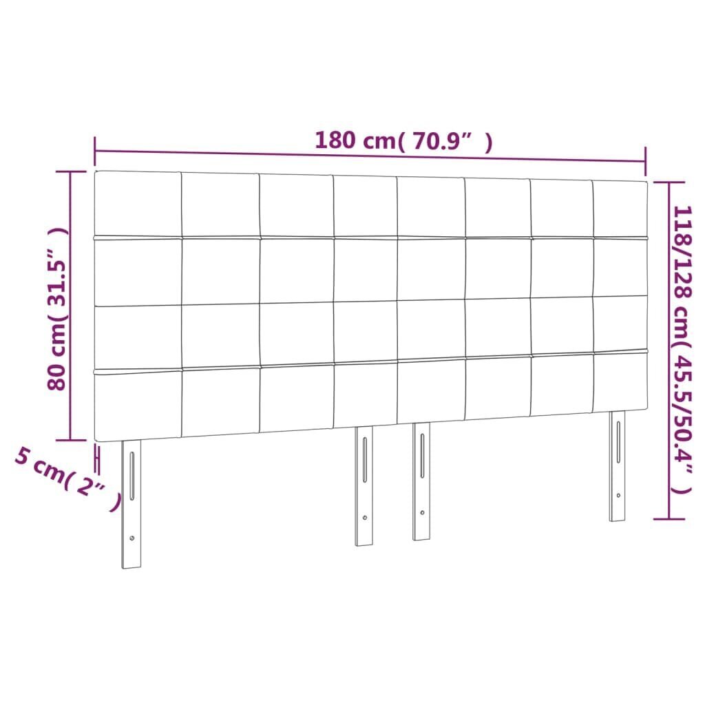 Sängynpääty LED vidaXL:llä, Kangas, 180x5x118/128cm, vaaleanharmaa hinta ja tiedot | Sängyt | hobbyhall.fi