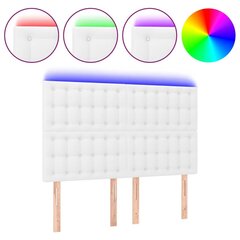 Sängynpääty LED vidaXL:llä, keinonahka, 144x5x118/128 cm, valkoinen hinta ja tiedot | Sängyt | hobbyhall.fi