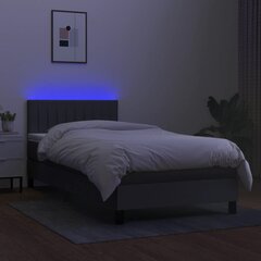 Sänky jousilla, patja ja LED, 90x190 cm, harmaa hinta ja tiedot | Sängyt | hobbyhall.fi