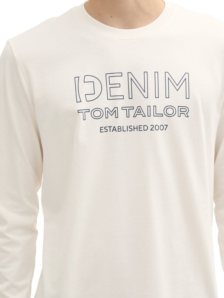 Tom Tailor Miesten pitkähihainen T-paita, valkoinen hinta ja tiedot | Miesten T-paidat | hobbyhall.fi