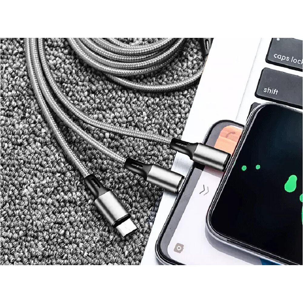3in1 usb-kaapeli puhelimeen, Iphone, C-tyyppi, micro USB, malli: 06278_S hinta ja tiedot | Puhelimen laturit | hobbyhall.fi
