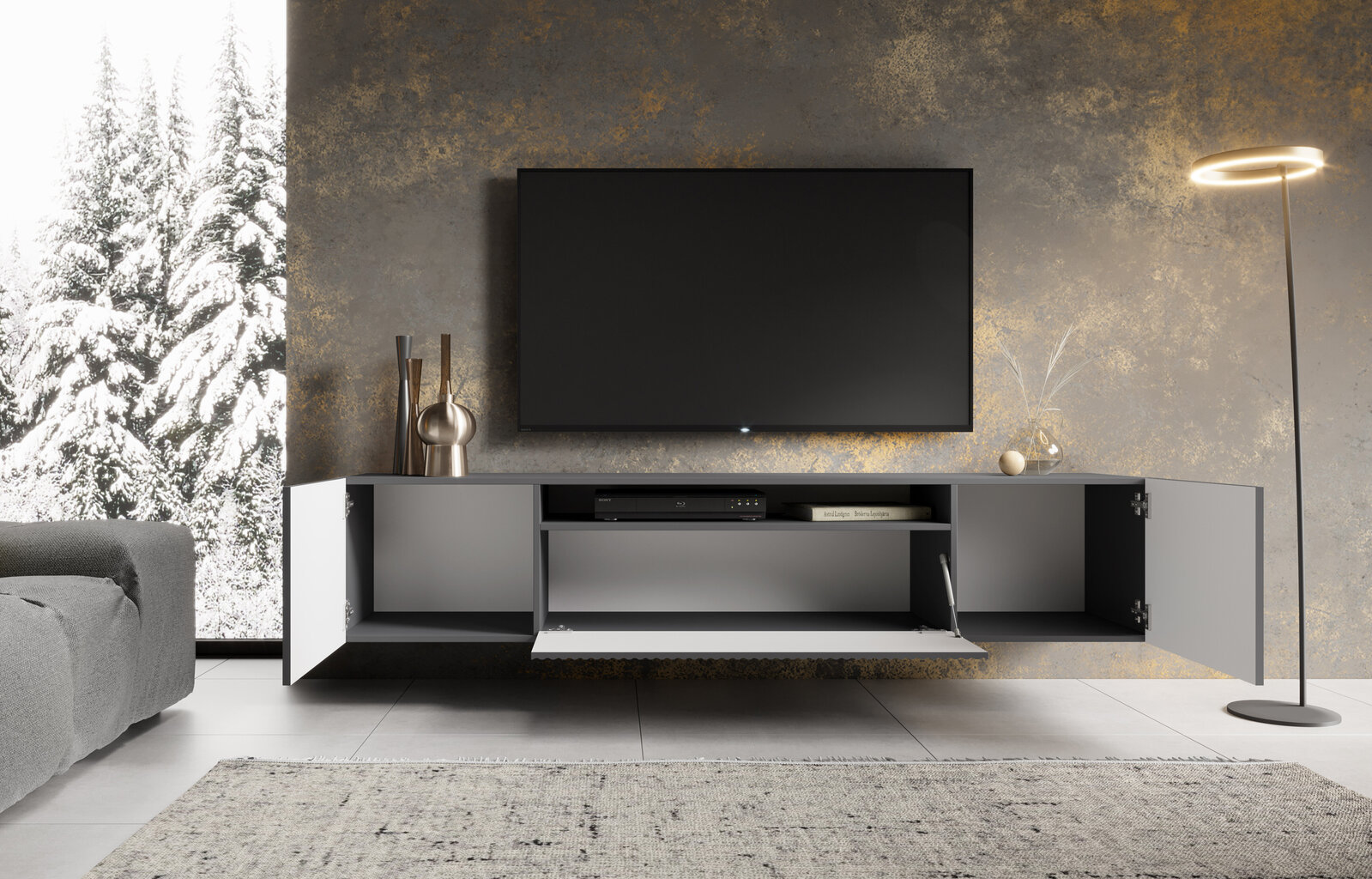 TV-kaappi ADRK Furniture Noemi, harmaa hinta ja tiedot | TV-tasot | hobbyhall.fi