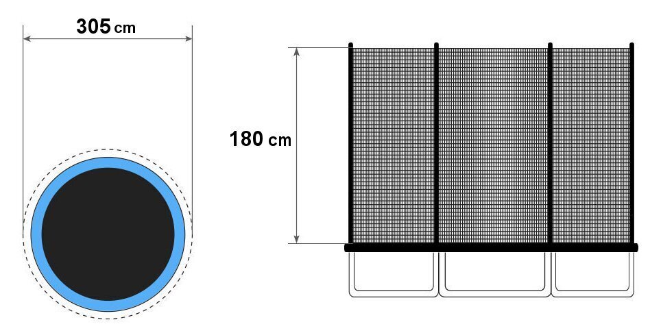 Turvaverkko trampoliineille, 305 - 312 cm, 10 ft/6 hinta ja tiedot | Trampoliinit | hobbyhall.fi