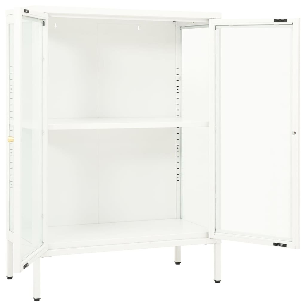 vidaXL Senkki valkoinen 75x35x105 cm teräs ja lasi hinta ja tiedot | Olohuoneen kaapit ja lipastot | hobbyhall.fi