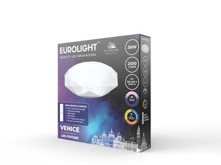 Himmennettävä kattovalaisin LED-kaukosäätimellä Eurolight 36 W, 2340 lm, 3000-6500 K, VENICE PL-DS-36WDIM-CCT hinta ja tiedot | Kattovalaisimet | hobbyhall.fi