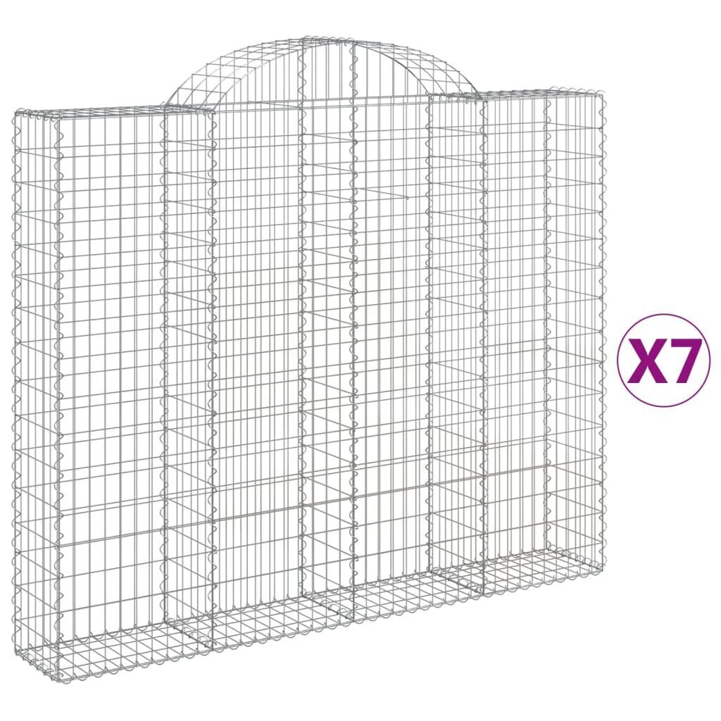 vidaXL Kaarevat kivikorit 7 kpl 200x30x160/180 cm galvanoitu rauta hinta ja tiedot | Aidat ja tarvikkeet | hobbyhall.fi