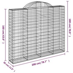 vidaXL Kaarevat kivikorit 7 kpl 200x30x160/180 cm galvanoitu rauta hinta ja tiedot | Aidat ja tarvikkeet | hobbyhall.fi