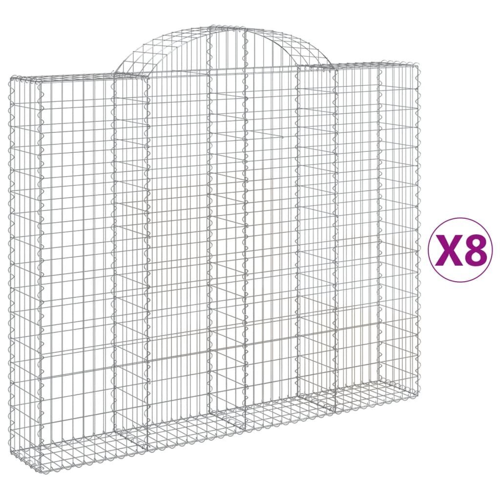 vidaXL Kaarevat kivikorit 8 kpl 200x30x160/180 cm galvanoitu rauta hinta ja tiedot | Aidat ja tarvikkeet | hobbyhall.fi