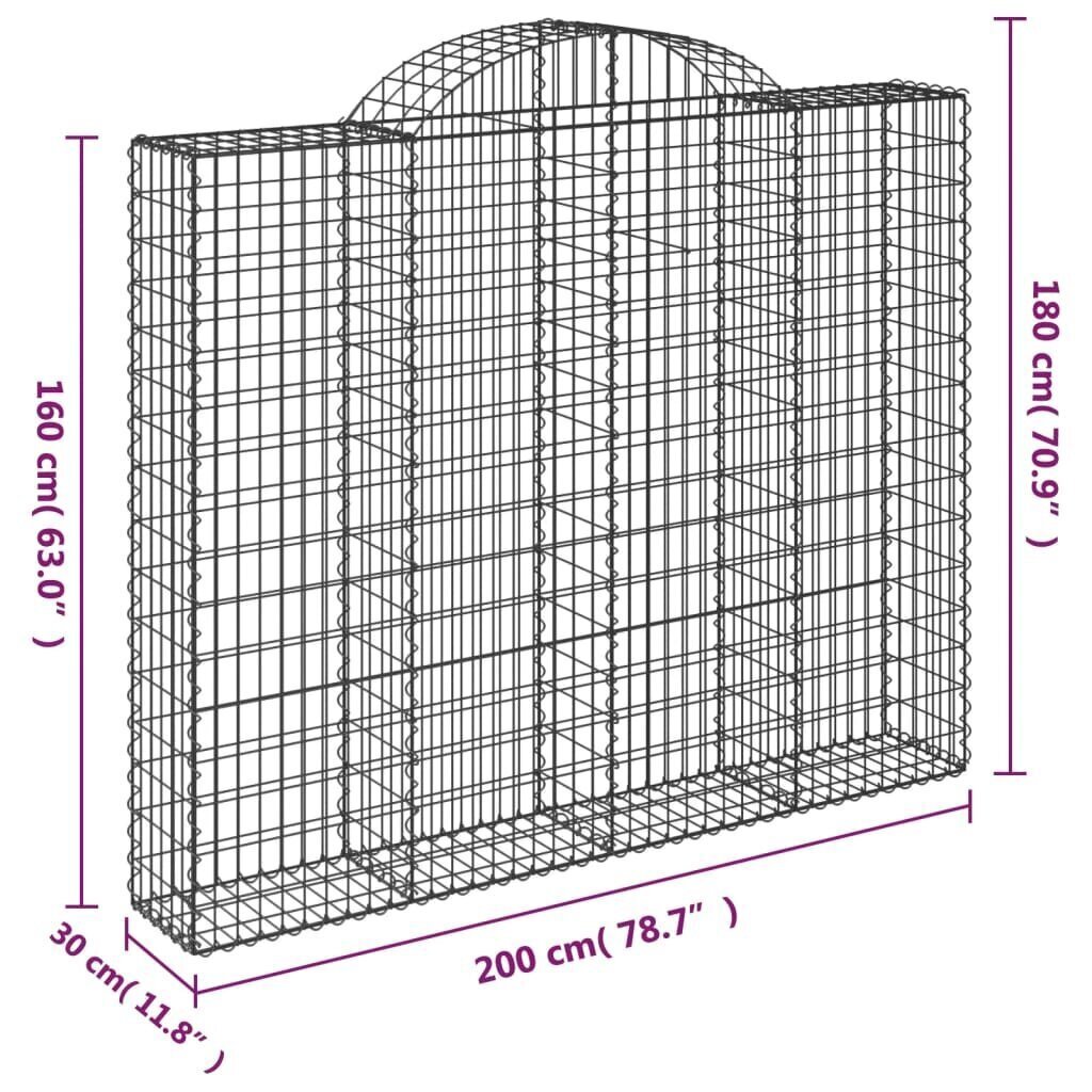 vidaXL Kaarevat kivikorit 8 kpl 200x30x160/180 cm galvanoitu rauta hinta ja tiedot | Aidat ja tarvikkeet | hobbyhall.fi