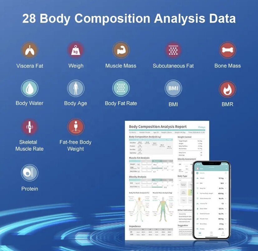 Fitstar 8 Electrode Body Health -analysaattorivaaka, jossa on älypuhelinsovellus, valkoinen hinta ja tiedot | Vaa'at | hobbyhall.fi