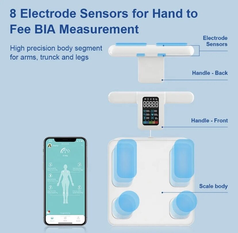 Fitstar 8 Electrode Body Health -analysaattorivaaka, jossa on älypuhelinsovellus, valkoinen hinta ja tiedot | Vaa'at | hobbyhall.fi