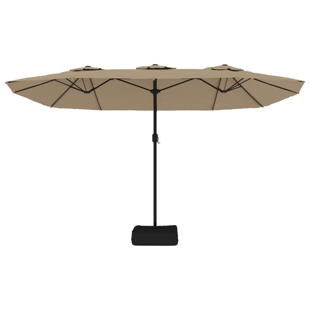 vidaXL Kaksipäinen aurinkovarjo LED-valot taupe 449x245 cm hinta ja tiedot | Aurinkovarjot ja markiisit | hobbyhall.fi
