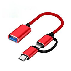Riff V8 2 in1 OTG-isäntäkaapeli Type-C + Micro USB -liitin USB 3.0 Type A -liitäntään 15,5 cm hinta ja tiedot | Kaapelit ja adapterit | hobbyhall.fi