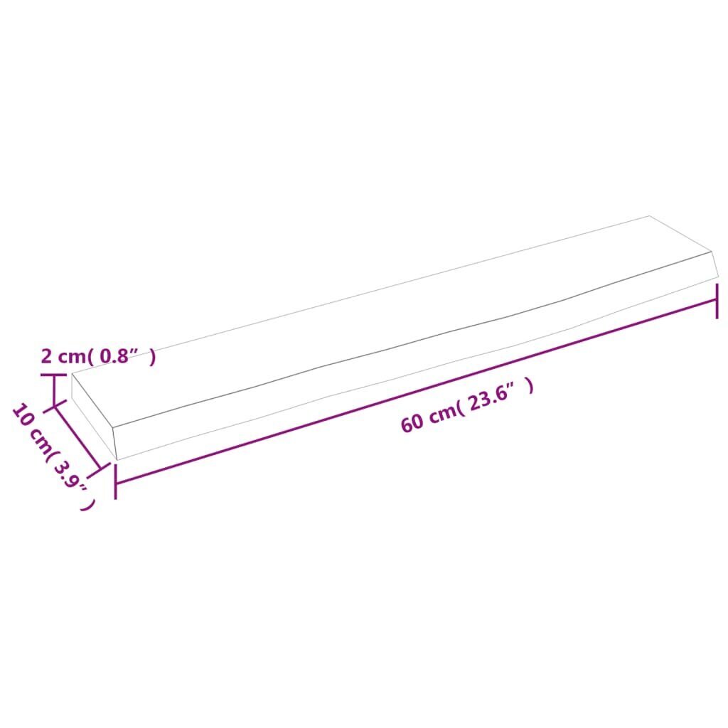 vidaXL Seinähylly 60x10x2 cm käsittelemätön täysi tammi hinta ja tiedot | Hyllyt | hobbyhall.fi