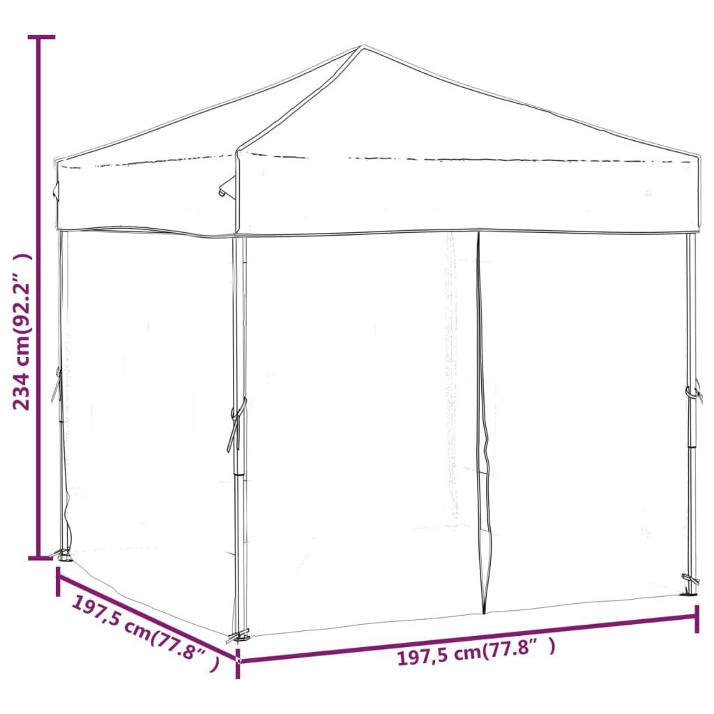 vidaXL Kokoontaittuva juhlateltta sivuseinillä taupe 2x2 m hinta ja tiedot | Puutarhapaviljongit | hobbyhall.fi