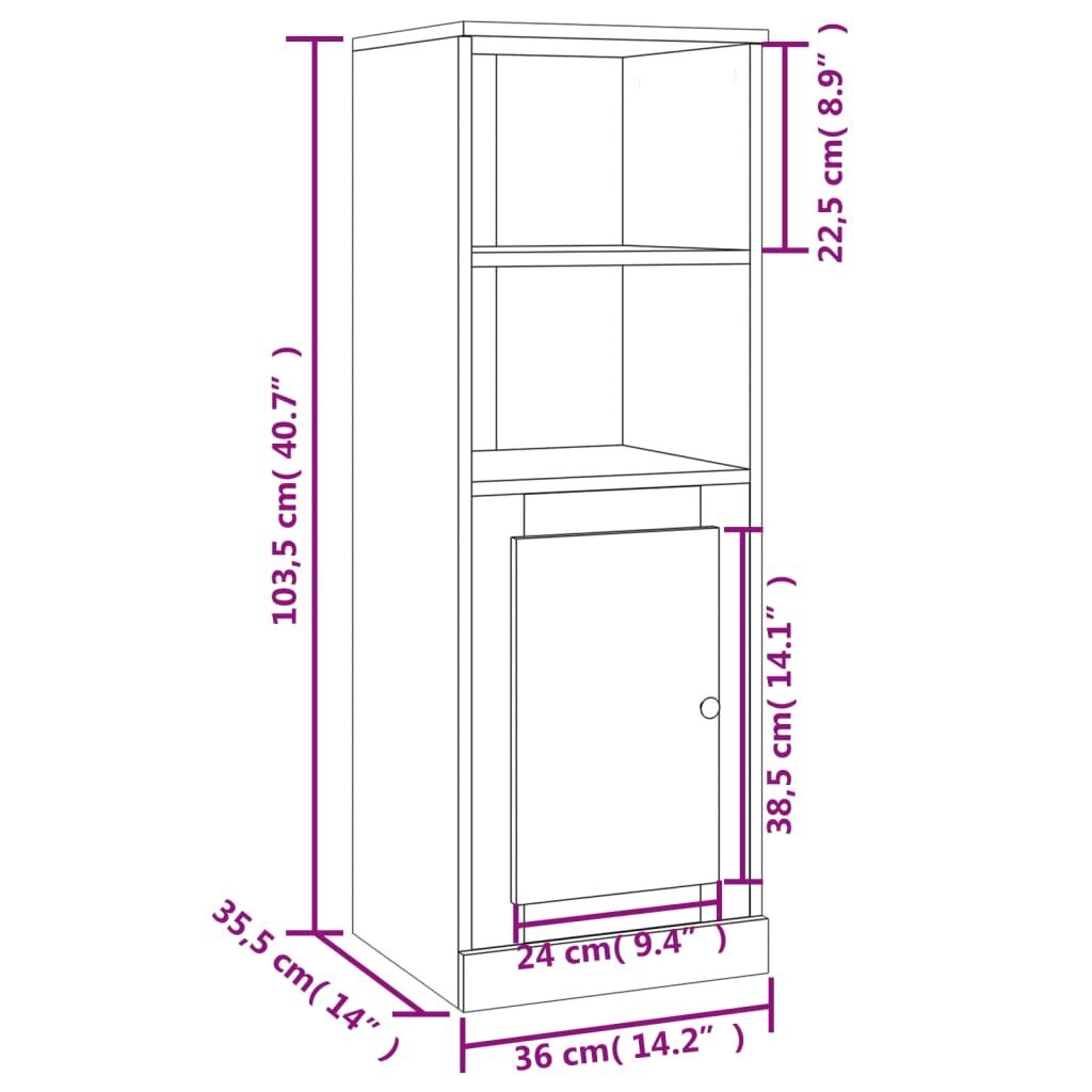 vidaXL Kaappi betoninharmaa 36x35,5x103,5 cm tekninen puu hinta ja tiedot | Olohuoneen kaapit ja lipastot | hobbyhall.fi