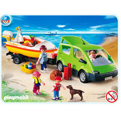 Playmobil Family Fun 4144 Perhe-pakettiauto veneperävaunulla hinta ja tiedot | LEGOT ja rakennuslelut | hobbyhall.fi
