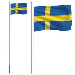 Ruotsin lippu vidaXL mastolla, alumiinia, 6,23 m hinta ja tiedot | Liput | hobbyhall.fi