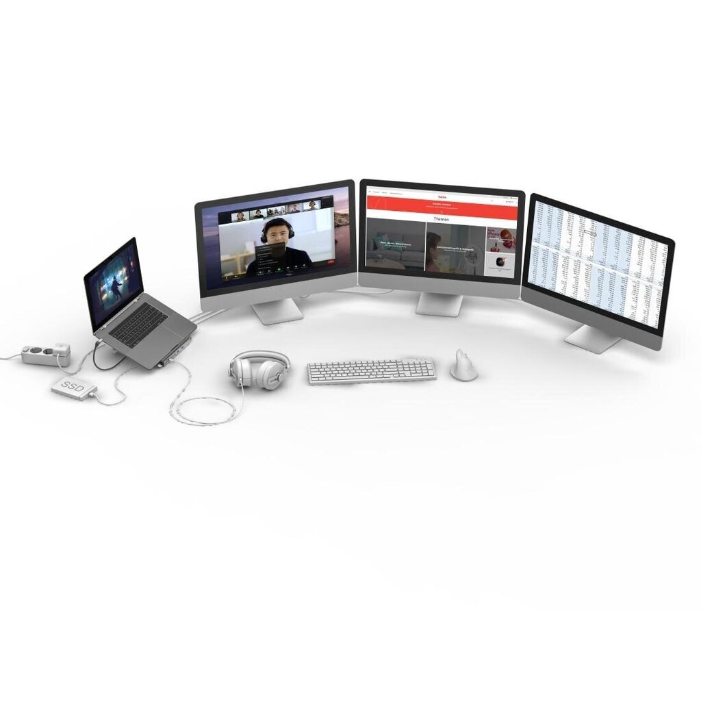 Hama Connect2Office Stand USB-C-telakointiasema, 12 porttia hinta ja tiedot | Kannettavien tietokoneiden lisätarvikkeet | hobbyhall.fi