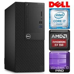 Dell 3050 Tower i7-7700 8GB 256SSD M.2 NVME RX550 4GB WIN10Pro hinta ja tiedot | Pöytätietokoneet | hobbyhall.fi