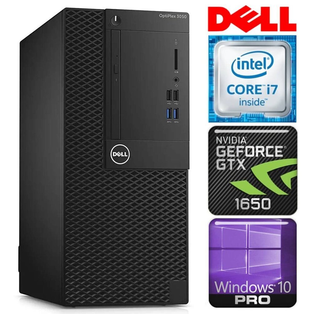 Dell 3050 Tower i7-7700 16GB 512SSD M.2 NVME+2TB GTX1650 4GB WIN10Pro hinta ja tiedot | Pöytätietokoneet | hobbyhall.fi