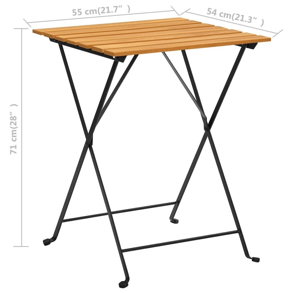 vidaXL Bistropöytä, 55x54x71cm, massiivi akaasiapuuta hinta ja tiedot | Puutarhapöydät | hobbyhall.fi