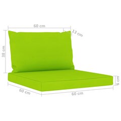 vidaXL Puutarhasetti vihreillä tyynyillä, 6 kpl, mänty hinta ja tiedot | Puutarhakalusteet | hobbyhall.fi
