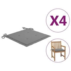 vidaXL Puutarhatuolin tyynyt, 4 kpl, harmaa, 50x50x4cm, kangas hinta ja tiedot | Istuintyynyt, pehmusteet ja päälliset | hobbyhall.fi