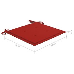 vidaXL Puutarhatuolit tyynyillä, 2 kpl, massiivi tiikkipuuta hinta ja tiedot | Puutarhatuolit | hobbyhall.fi