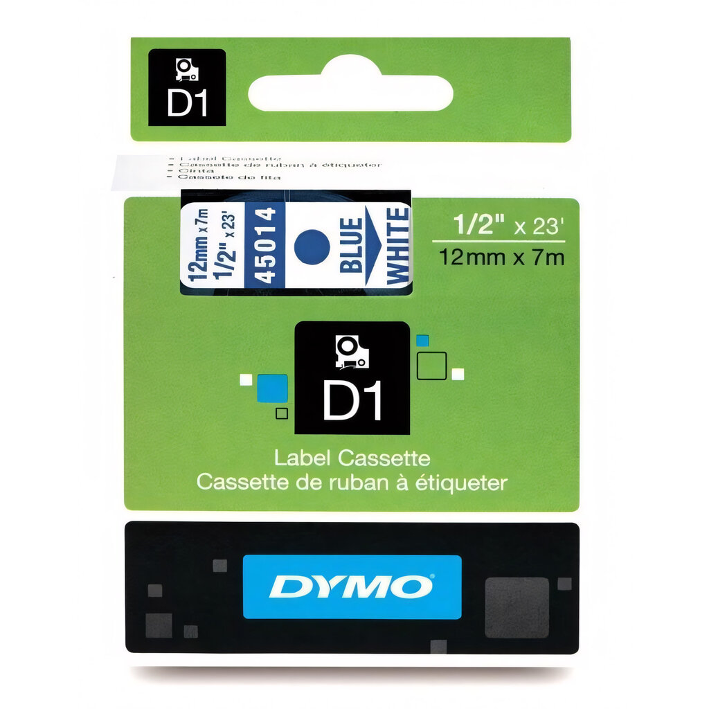 Dymo D1 Teippi 12mm x 7m sininen valkoisella hinta ja tiedot | Tulostustarvikkeet | hobbyhall.fi