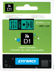 DYMO D1 Teippi 9mm x 7m musta vihreällä hinta ja tiedot | Tulostustarvikkeet | hobbyhall.fi