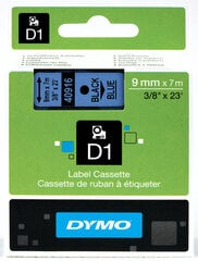 DYMO D1 Teippi 9 mm x 7 m musta sinisellä hinta ja tiedot | Tulostustarvikkeet | hobbyhall.fi