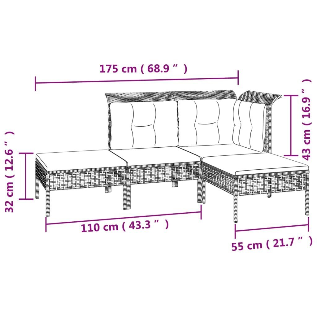 Ulkokalusteet vidaXL, harmaa hinta ja tiedot | Puutarhakalusteet | hobbyhall.fi