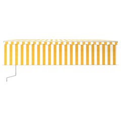 Markiisi LED/tuulitunnistimella vidaXL, 600x300cm, keltainen/valkoinen hinta ja tiedot | Aurinkovarjot ja markiisit | hobbyhall.fi