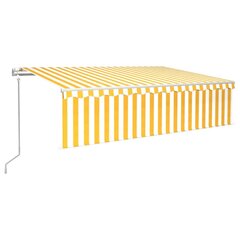 Markiisi LED/tuulitunnistimella vidaXL, 600x300cm, keltainen/valkoinen hinta ja tiedot | Aurinkovarjot ja markiisit | hobbyhall.fi
