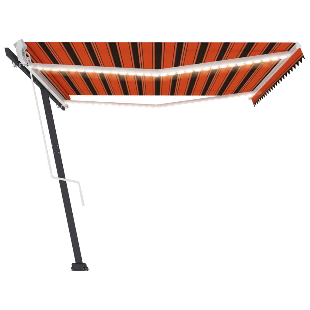 Markiisi LED/tuulitunnistimella vidaXL, 500x300cm, oranssi/ruskea hinta ja tiedot | Aurinkovarjot ja markiisit | hobbyhall.fi