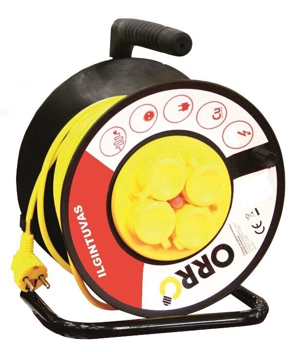 Jatkojohto Orro WS DT14, 53022-15 4 paikkaa, kela, maadoitettu, 3×1,5 mm², 25 m hinta ja tiedot | Jatkojohdot ja kaapelikelat | hobbyhall.fi